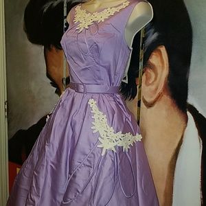 Tatyana Wisteria  Dress 50s Gem Antique Applique